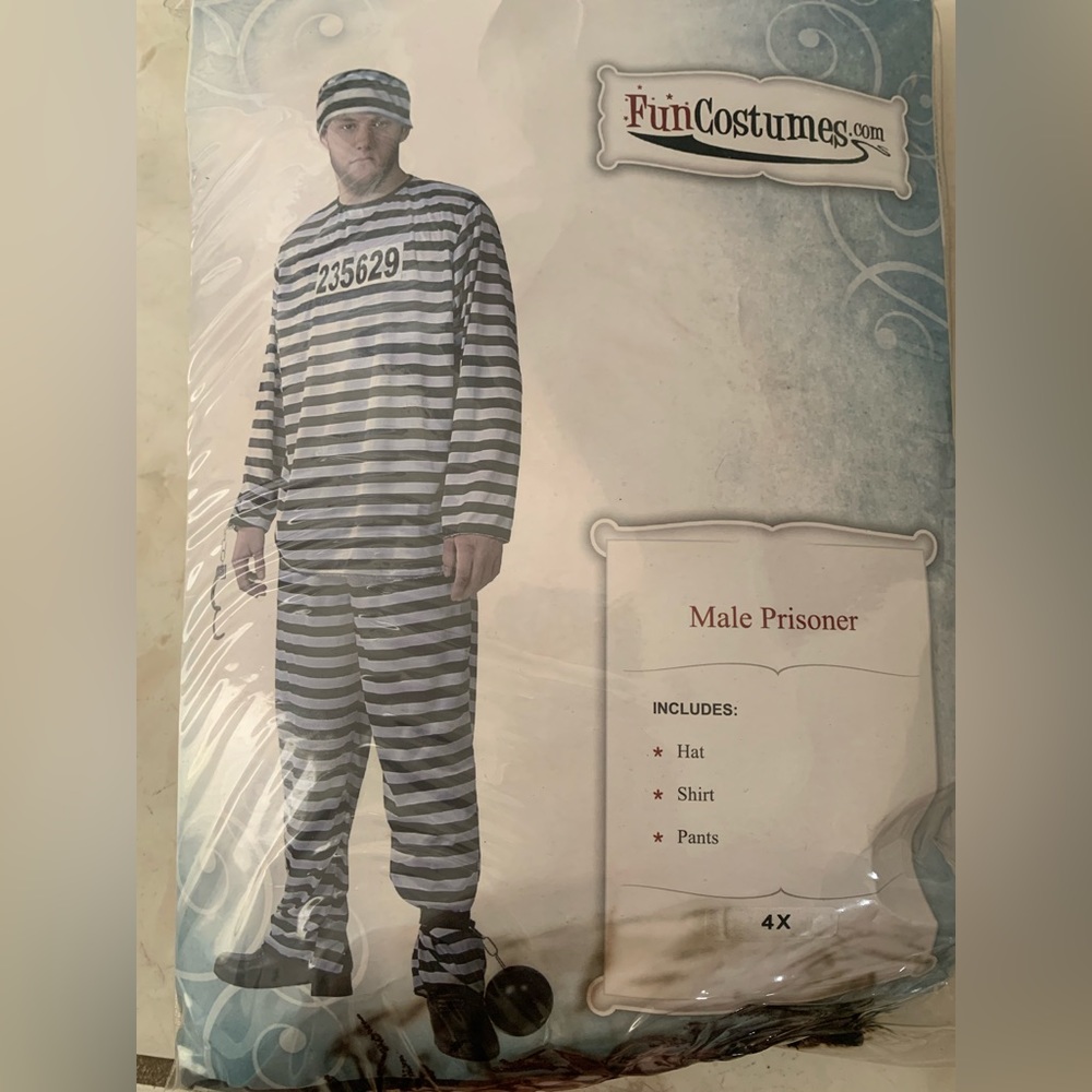 Men’s Plus Size Prisoner Costume Striped Prison Jail Suit